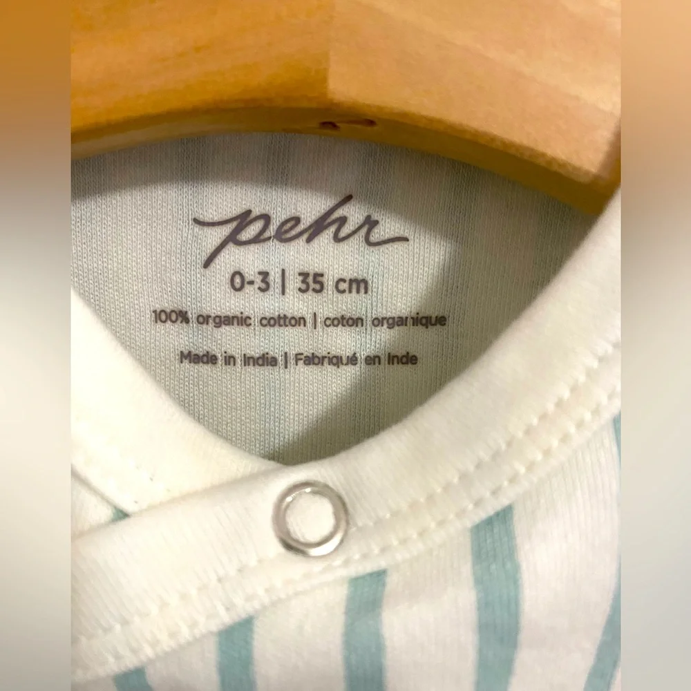 Pehr - Organic Stripes Away Short Sleeve Kimono One Piece, Sea - Picture 3 of 3